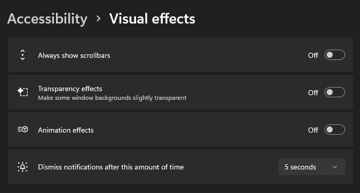 Accessibility Settings