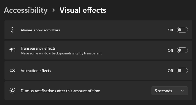 Accessibility Settings