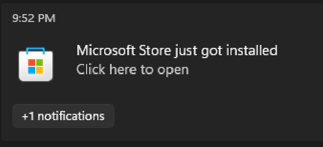 Microsoft Store Notification